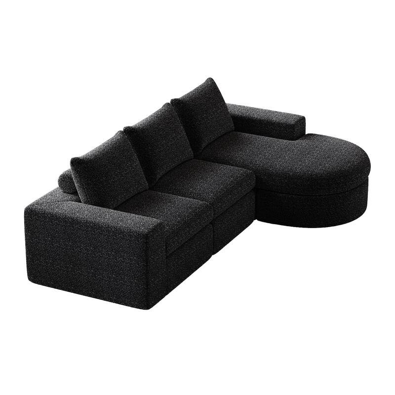 99-Inch Chenille Cloud Curved Sectional Sofa with Chaise, L-Shaped Modern Boneless Couch with Deep Seats,Sectional Sofa