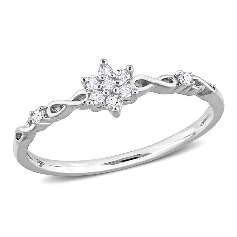 Miadora 1/10ct TDW Diamond Floral Promise Ring in Sterling Silver