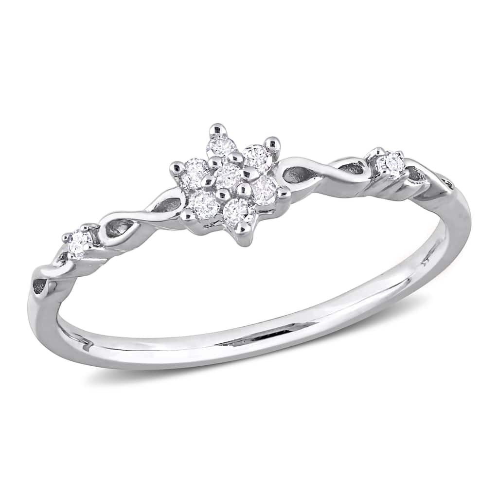 Miadora 1/10ct TW Diamond Floral Promise Ring in Sterling Silver