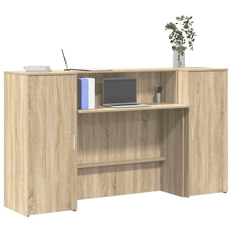 vidaXL Reception Desk Sonoma Oak Engineered Wood Large Reception Desk