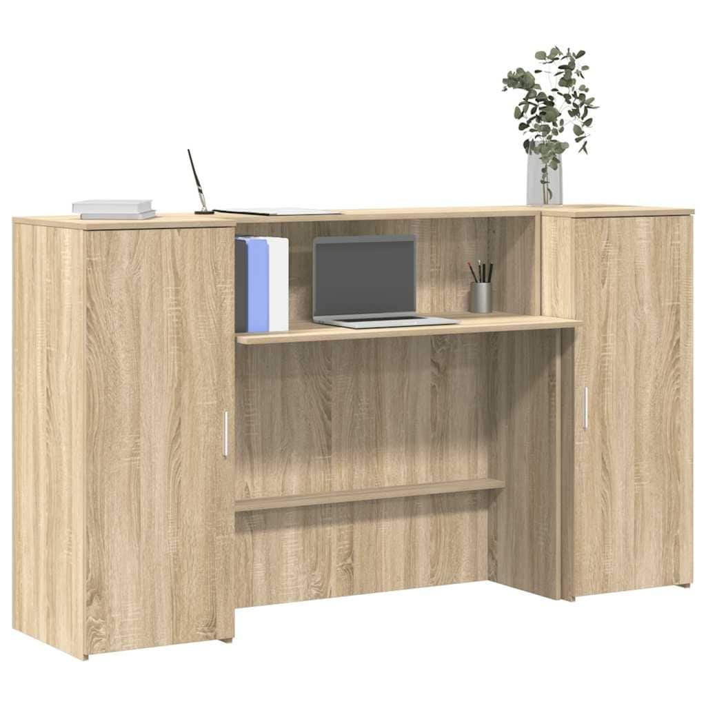 vidaXL Reception Desk Sonoma Oak Engineered Wood Large Reception Desk