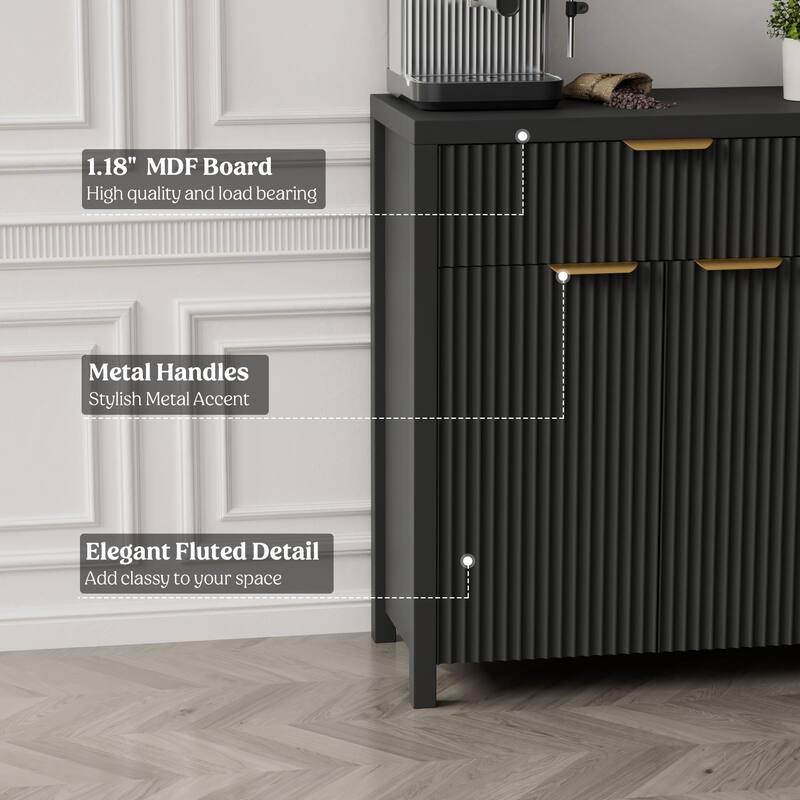 28"Sideboard Kitchen Buffet Cabinet with Drawer and Adjustable Shelf