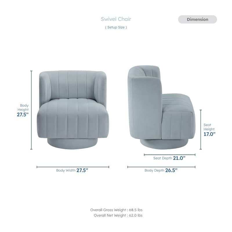 Bay 27.5" Textured Swivel Chair - Channel Tufted Barrel Back