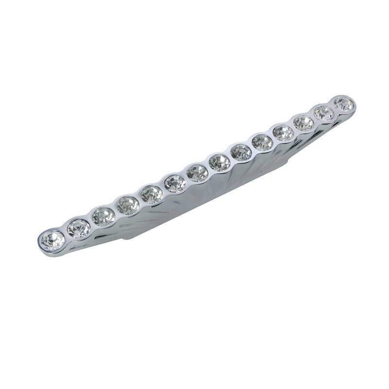 Utopia Alley Gleam 14 Crystal Pull Handle - Decorative Cabinet Drop Pull Handles for Cabinets, Chrome, 2.5" Center to Center - 1 pack - Polished Chrome