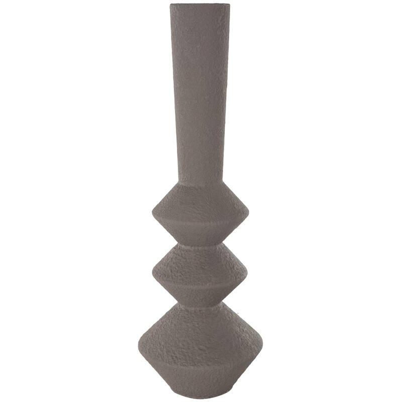 Dark Gray Metal Art Deco Fluted Decorative Vase