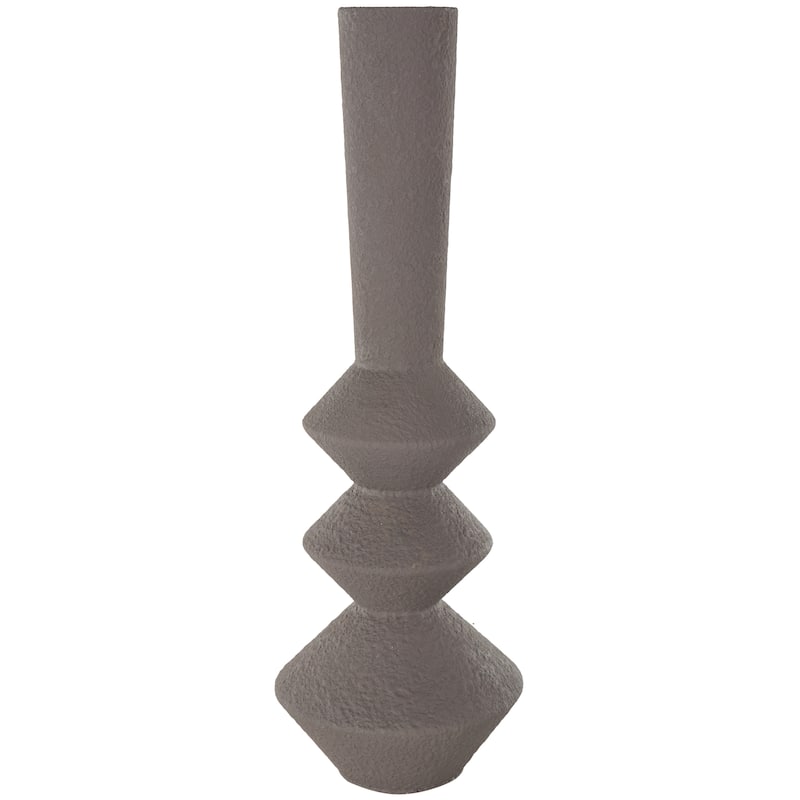 Metal Art Deco Fluted Decorative Vase - Dark Gray - Roche River Decor - Dark Gray