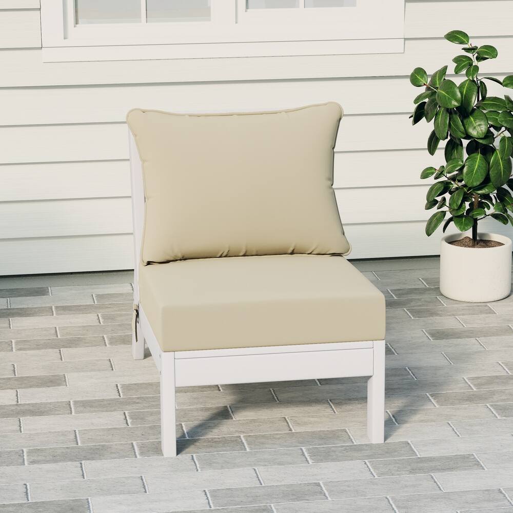 Birchwood All Weather HDPE Outdoor Patio Deep Seating White Armless Chair With Cushions (1-Piece)