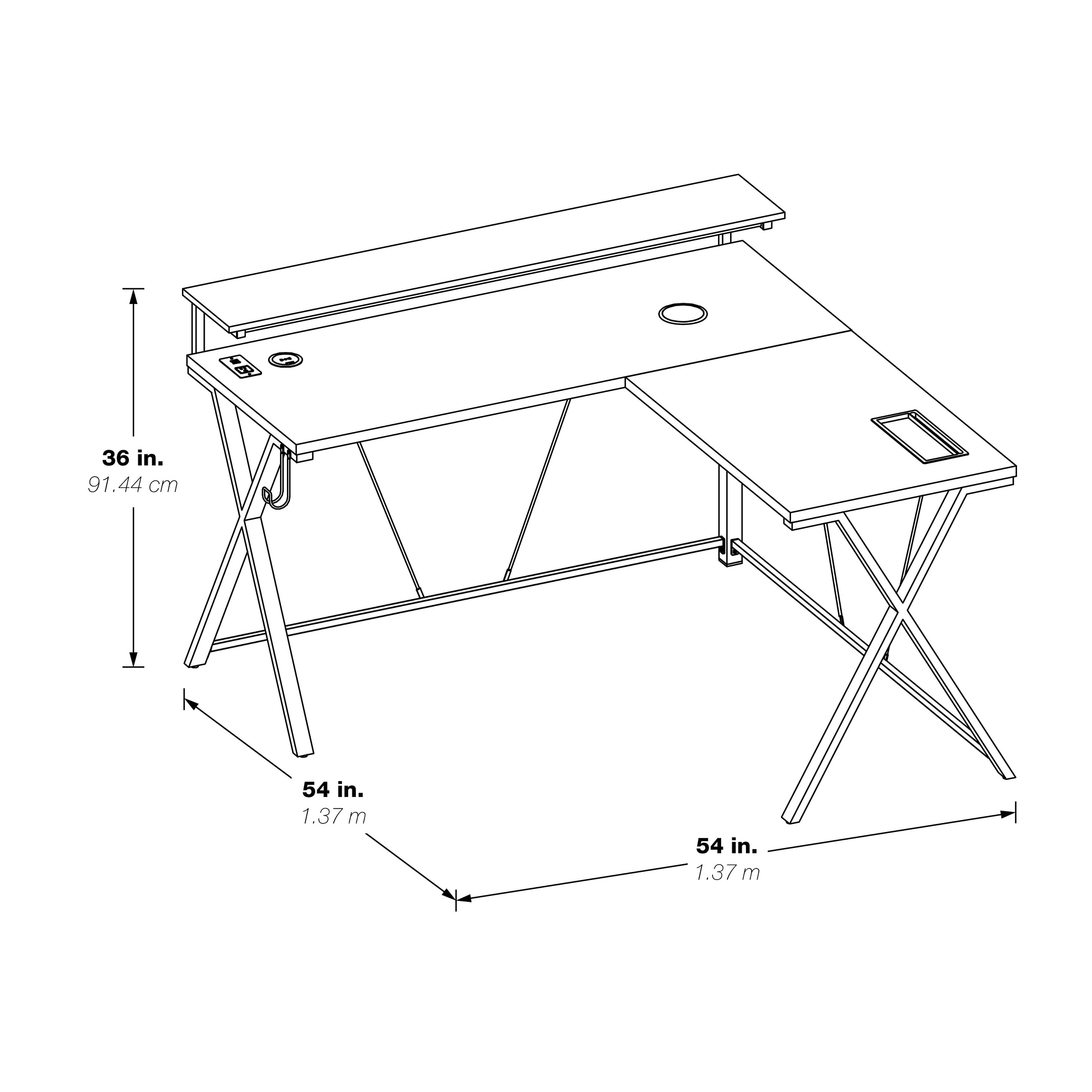 Checkpoint Battlestation L shaped Gaming Desk with RGB LED Lights