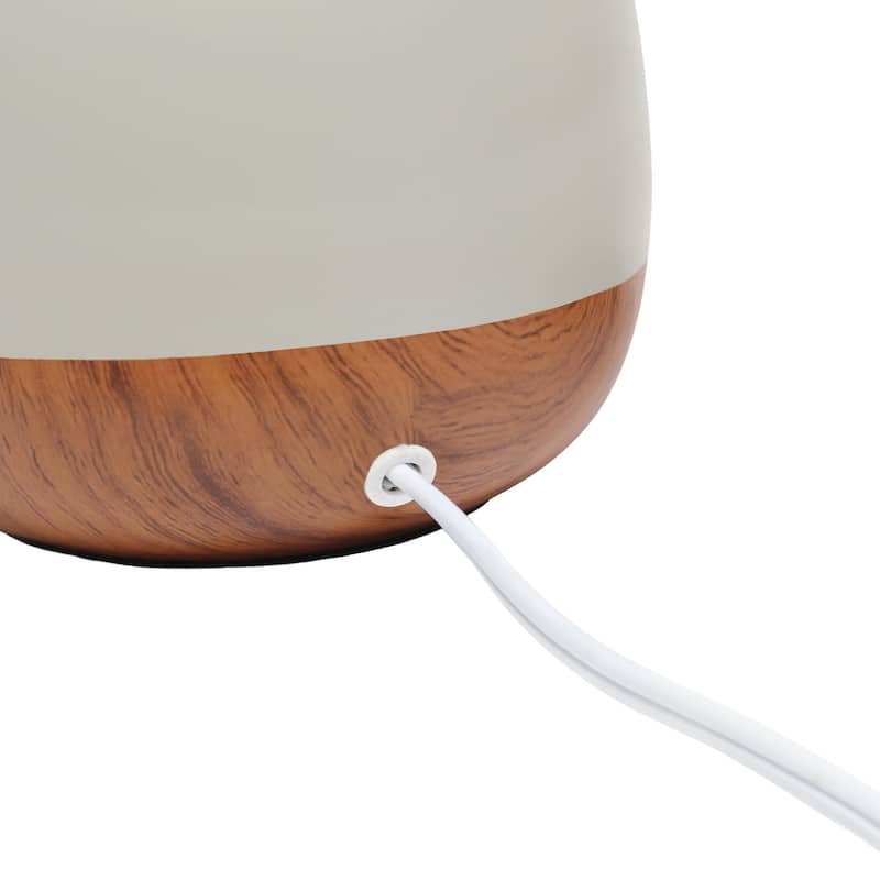 Simple Designs Petite Mid Century Table Lamp, Dark Wood and Light Gray - N/A