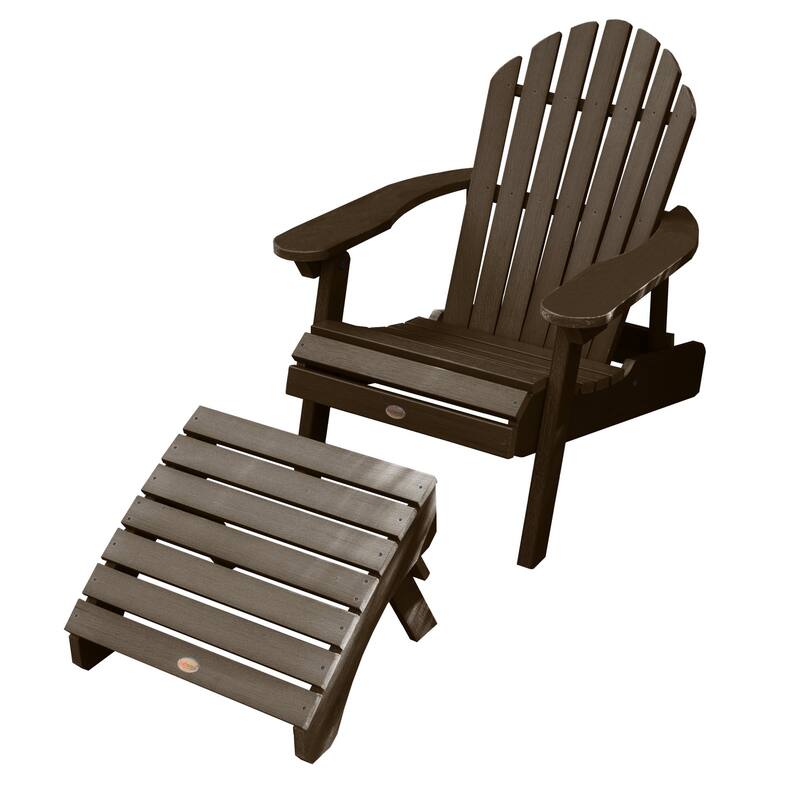 Mandalay Adirondack Chair and Folding Ottoman - Weathered Acorn