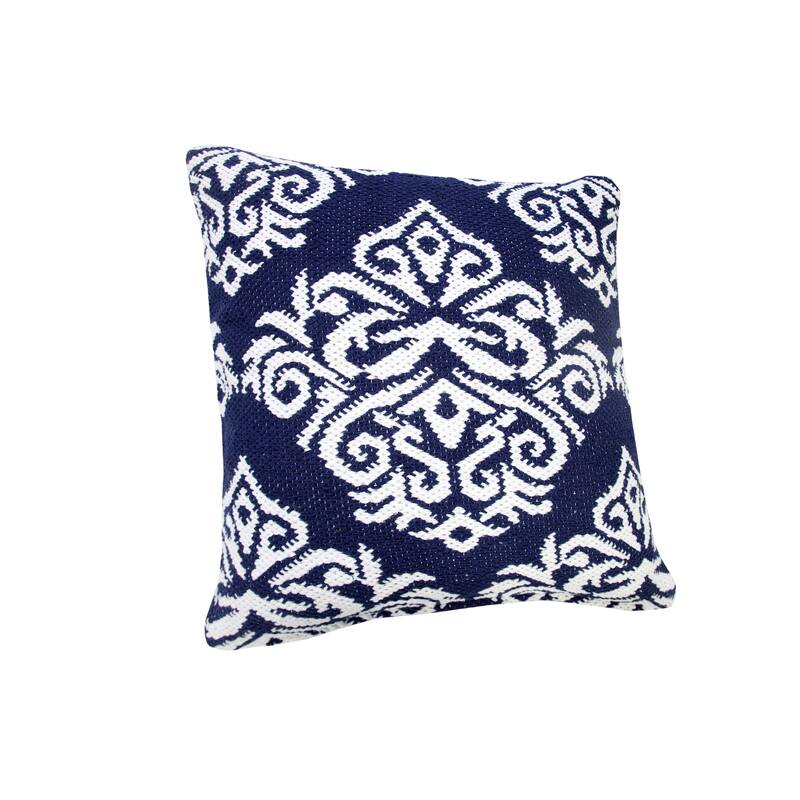 Sevita Traditional Decorative Damask Throw Pillow - Polyester - Blue/White