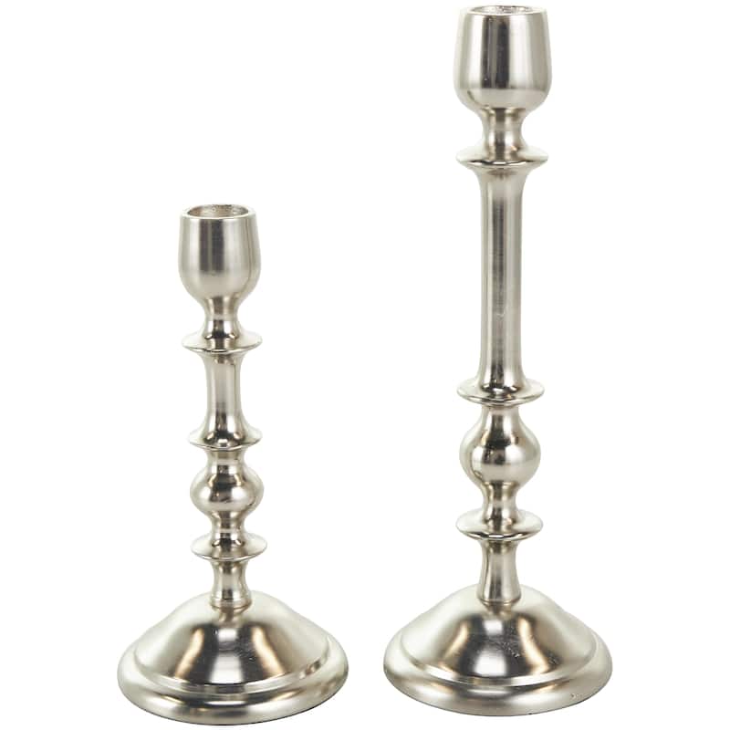 Aluminum Metal Decorative Candle Holder - Set of 2 Gold or Silver - Roche River Decor