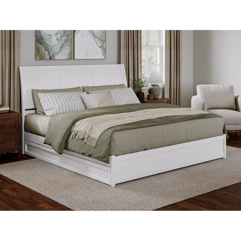 Andorra Platform Bed with Panel Footboard and Twin XL Trundle