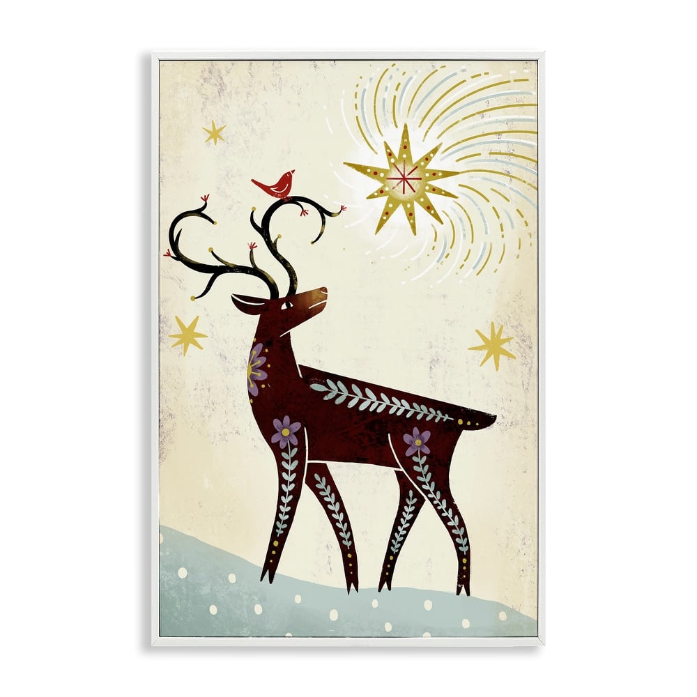 Stupell Rustic Winter Deer Framed Giclee Art Design By Hannah Moren