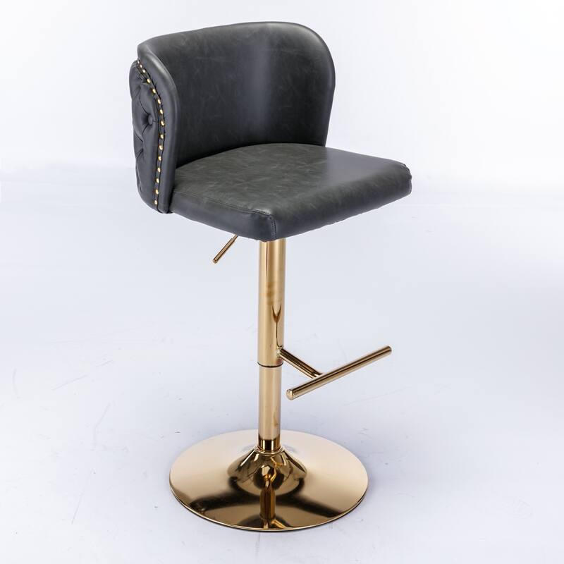 Swivel Barstools Adjusatble Seat Height,PU Upholstered Bar Stools with the whole Back Tufted - N/A