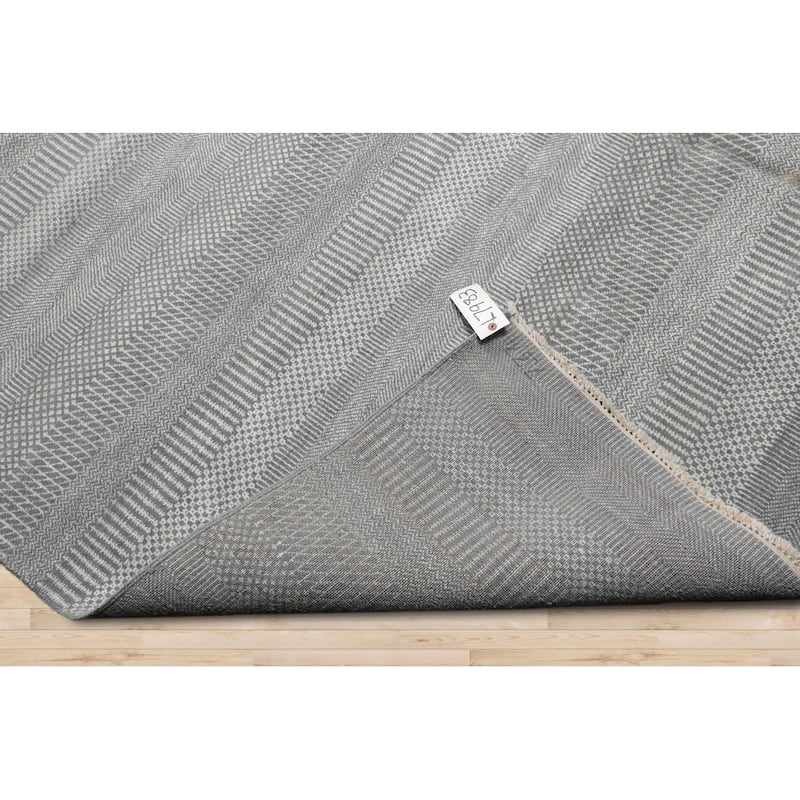 Hand Knotted Gray,White Tibetan 100% Wool Modern Oriental Area Rug - 8' 2'' x 10' 1''