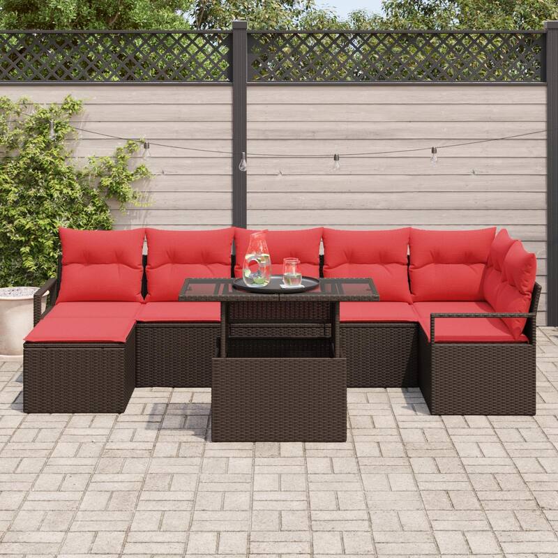 vidaXL 8 Piece Garden Sofa Set with Cushions - 113×48×27.2