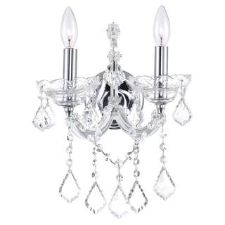 Maria Theresa 2 Light 12in Chrome Wall Sconce with Crystals