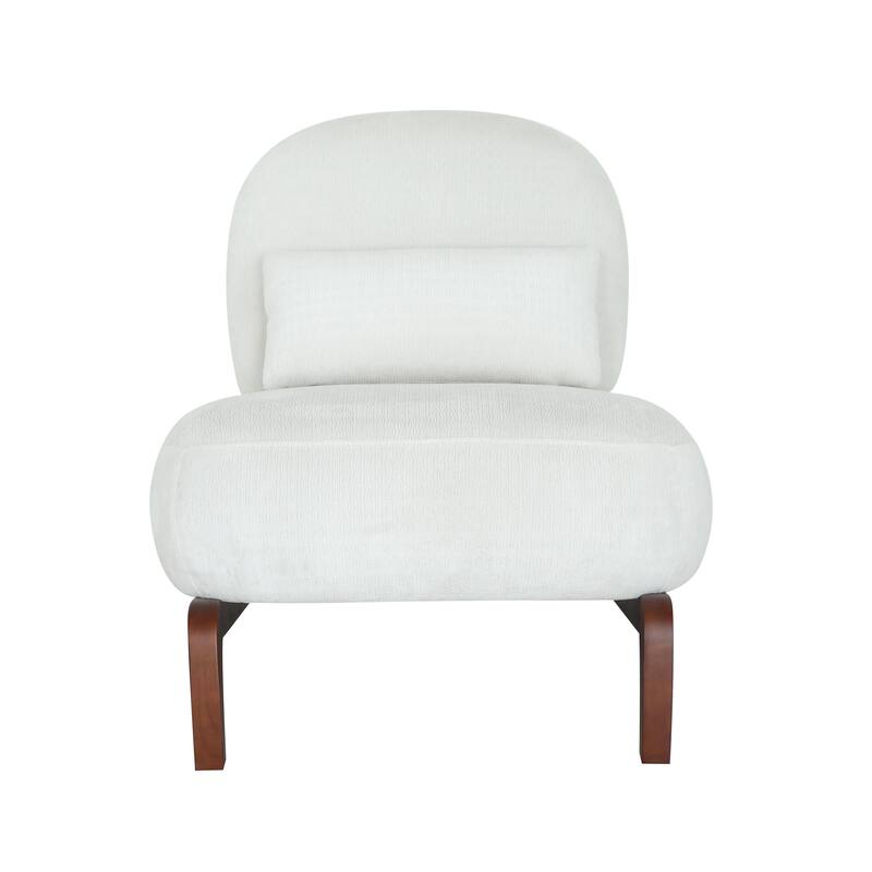 Cute Accent Chair with Solid Wood Legs, Velvet Living Room Chair with Soft Cushion, Cozy Bedroom Chair