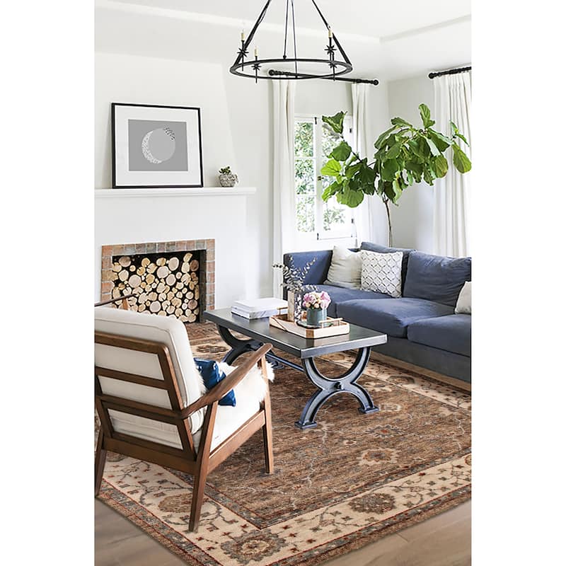 ECARPETGALLERY Hand-knotted Jules Serapi Brown Wool Rug - 7'11 x 9'6