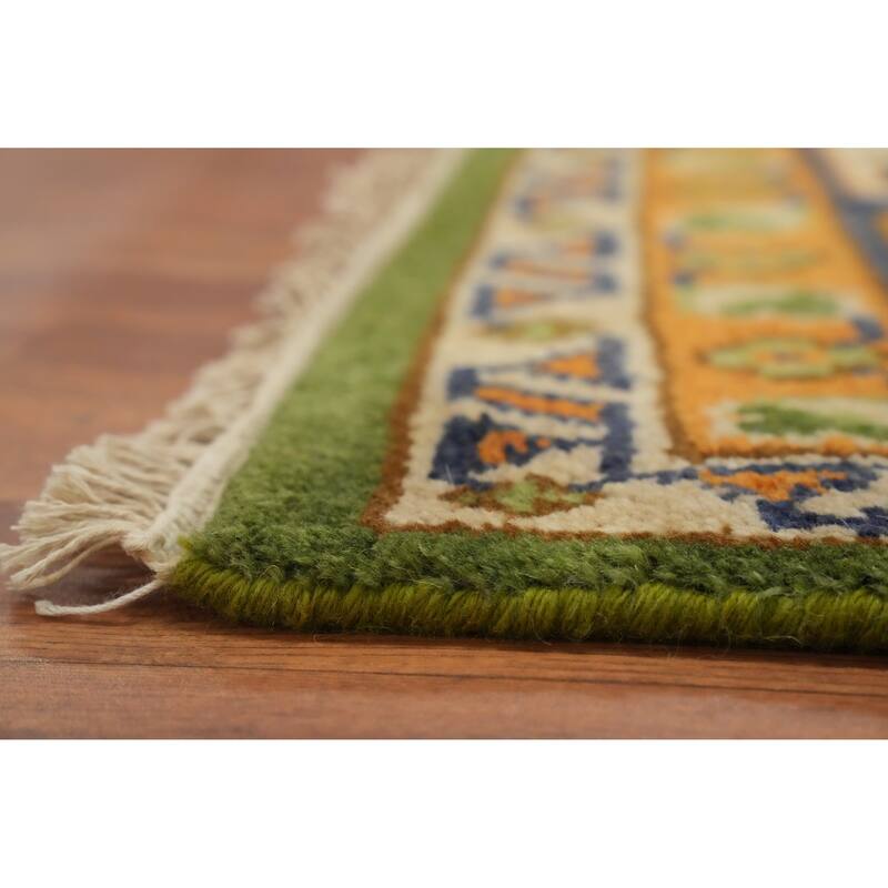 Hand Knotted Oriental 100% Wool Carpet Transitional All-Over Green Oushak Area Rug - 14' 10'' X 11' 9''