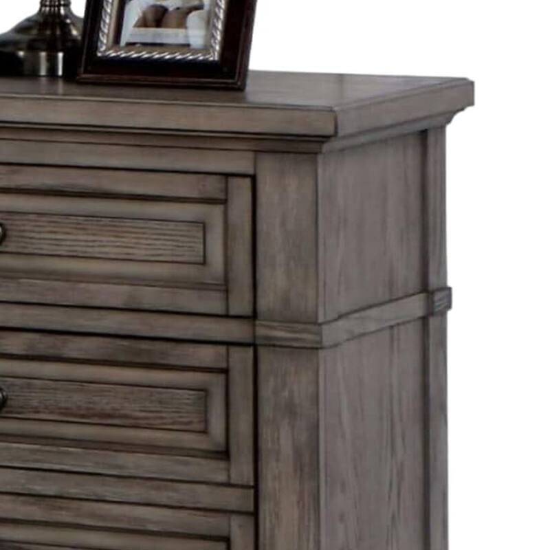 Jimbo Nightstand with USB Port and Hidden Drawer, Gray Solid Wood