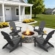 preview thumbnail 17 of 22, WINSOON All Weather HIPS Outdoor Plastic Adirondack Chairs with Cup Holder Set of 4 Dark Gray