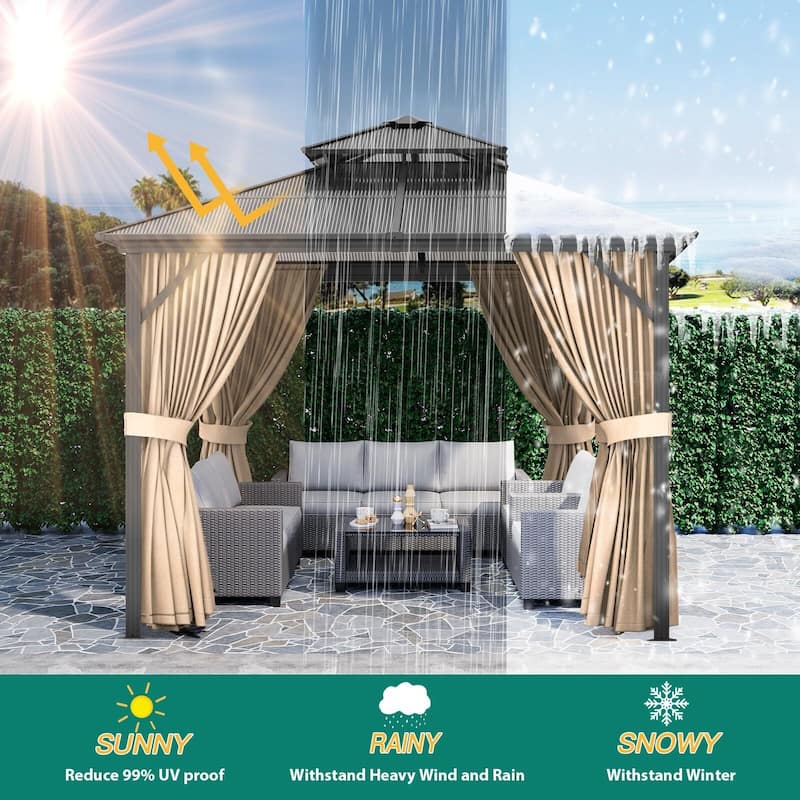 Hardtop Gazebo 10'x10',10'x12',10'x14',12'x12',12'x14',12'x16',12'x20'for All Weather