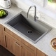 preview thumbnail 2 of 8, Karran QT-812 Top Mount 33 in. Large Single Bowl Quartz Kitchen Sink in Grey With Kitchen Faucet in Stainless Steel