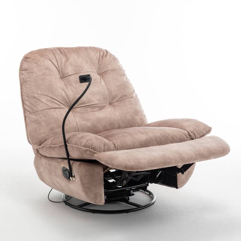 Gold-Stamped Velvet Multi-Function Recliner with Swivel, Glide & Phone Holder - Oversized Comfort for Living Room, Bedroom