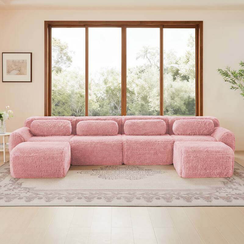 Anmytek Modern Comfortable U-Shaped Boneless Sofa - Free Combination, No Assembly Required, Full-Compression Vacuum Packed