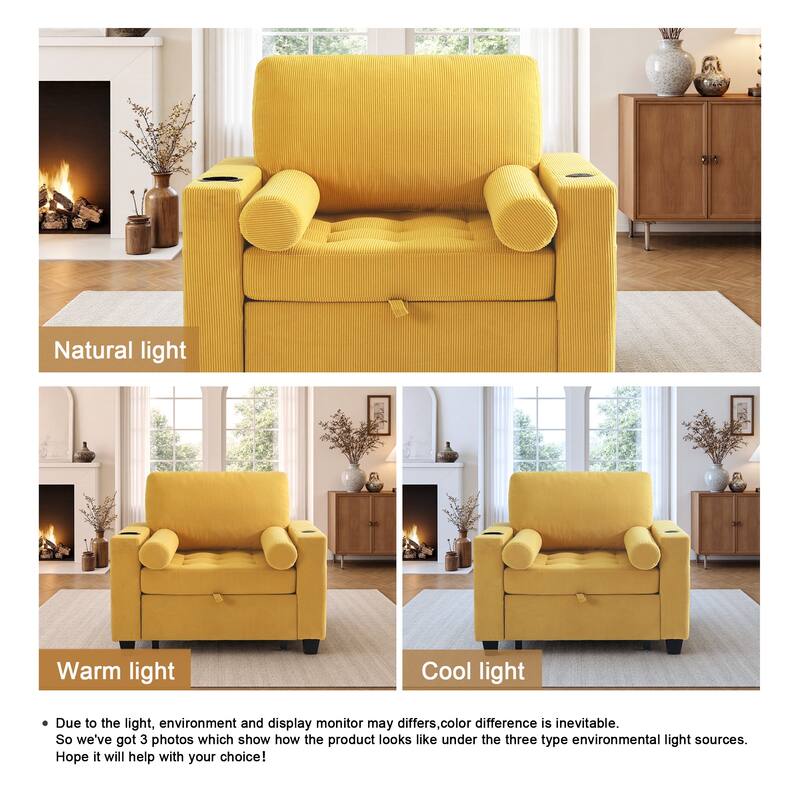 3-in-1 Pull-Out Sleeper Chair Bed Convertible Adjustable Lounge