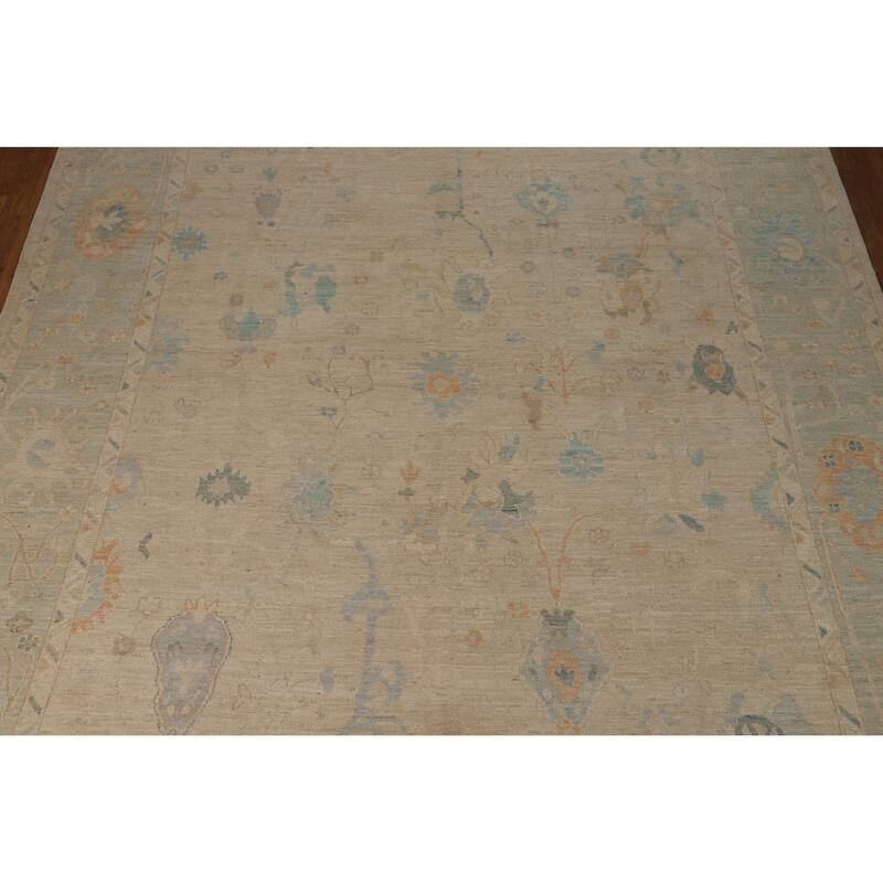 Vegetable Dye Oriental Oushak Turkish Area Rug Handmade Wool Carpet - 9'6"x 12'6"