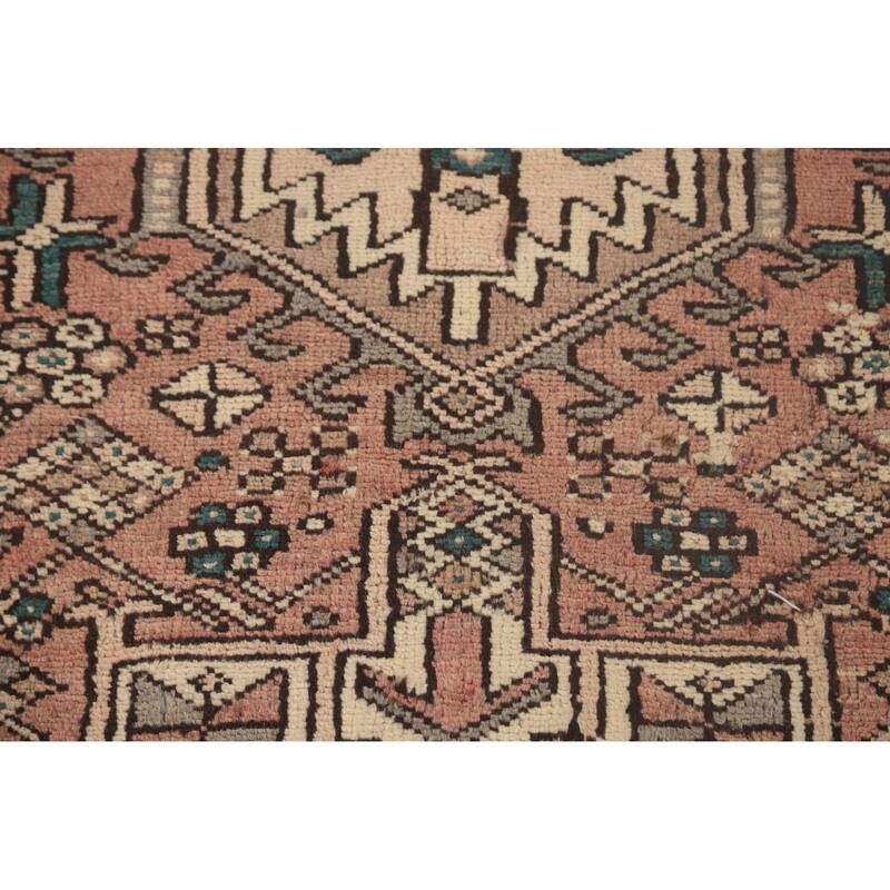 Tribal Pink Gharajeh Persian Vintage Runner Rug Wool Carpet - 3'0"x 10'6"