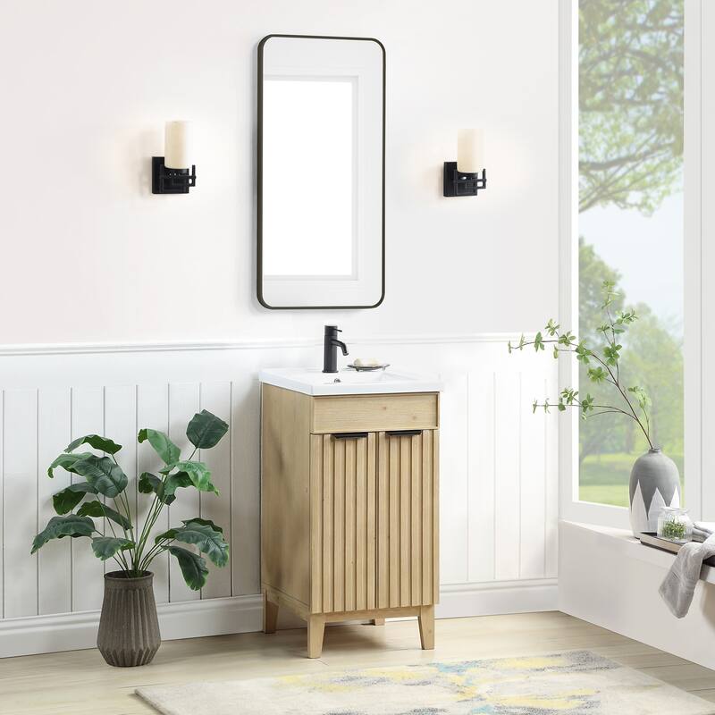 Palos Single Bath Vanity with Ceramic Basin Top without Mirror
