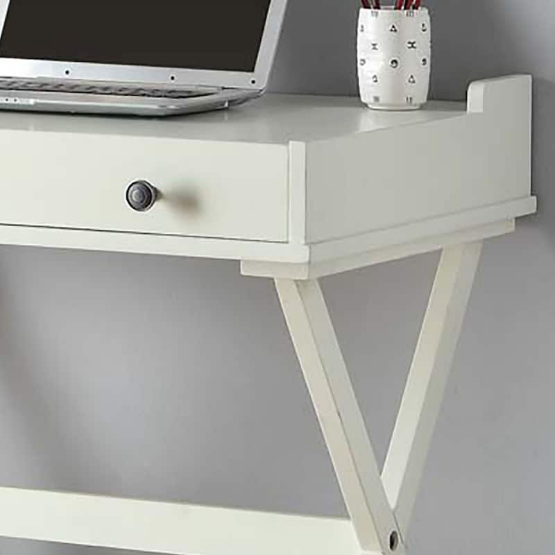 Flip Top Wooden Desk with Cork Board - 34.25" - Antique White