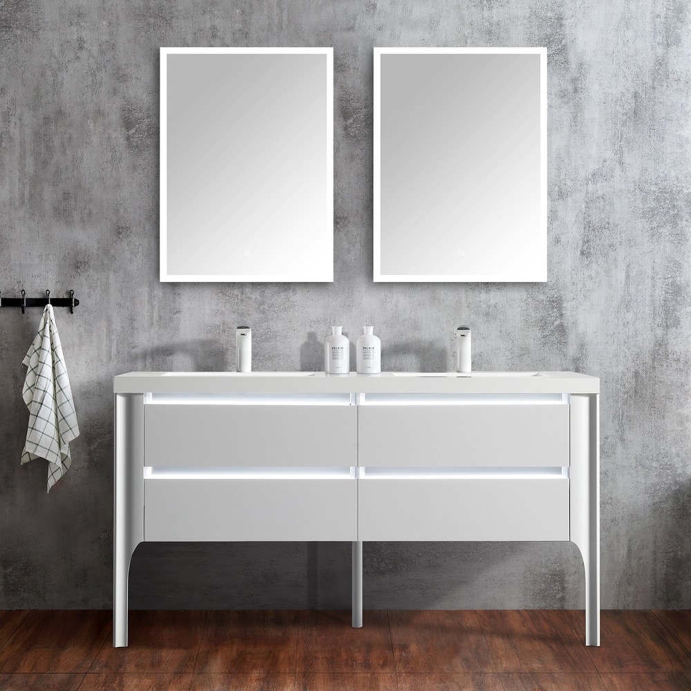 Willa 60" Double Bathroom Vanity Set with LED Lights