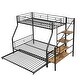 preview thumbnail 23 of 28, Twin Over Full Size Metal Bunk Bed with Trundle & Storage Staircase, Bedroom Heavy Duty Bed Frame with Full-Length Guardrail