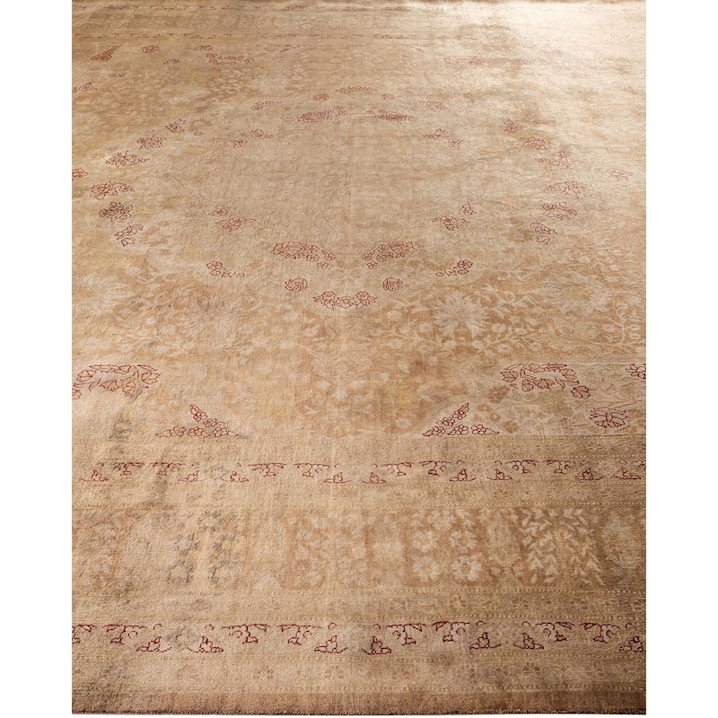 Overton Hand Knotted Wool Vintage Inspired Modern Contemporary Overdyed Brown Area Rug - 9' 1" x 12' 4"