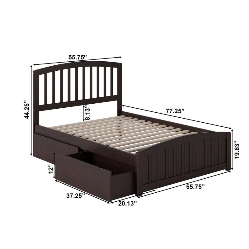 Richmond Full Platform Bed with Footboard and Drawers in Espresso