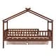 preview thumbnail 35 of 47, Wooden Twin Size House Bed with Roof, Guardrail and Drawers