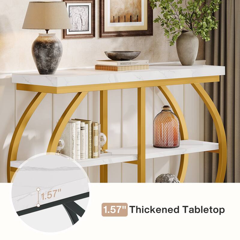 41.3" Console Table, Industrial 3-Tier Entryway Table