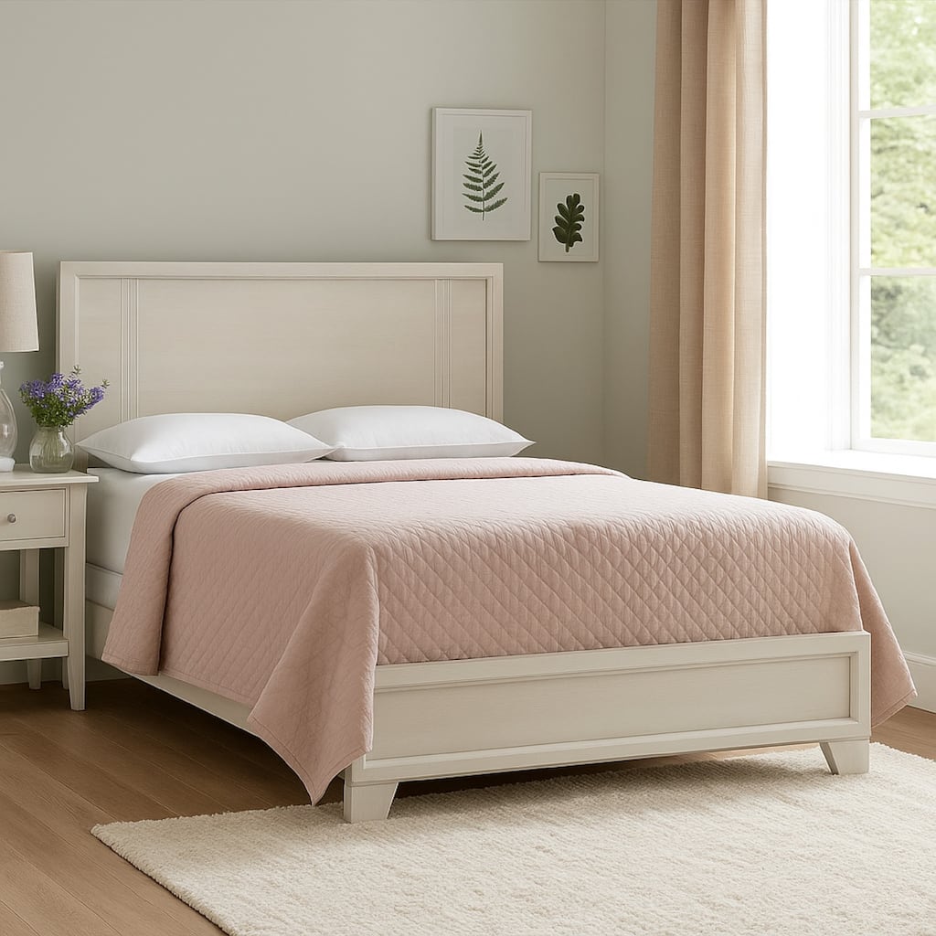 Charie Full Bed with Panel-Style Headboard, Tapered Legs, White Wood