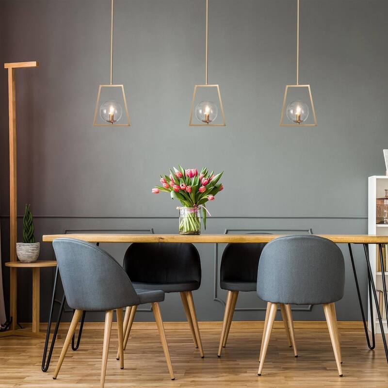 Modern Farmhouse 1-Light Bronze Pendant Abstract Geometric Dimmable Kitchen Island Light with Glass Globe