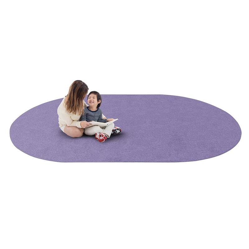 Just Kidding Oval Educational Polyester Area Rug - 6' x 9' Oval - Very Violet