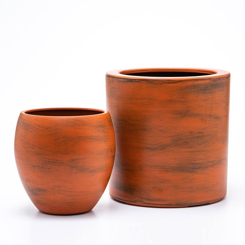 CATLEZA Terracotta Cyclinder Planter Pot 8 x 8 inches for Plants, Herb, Succulents, Flowers