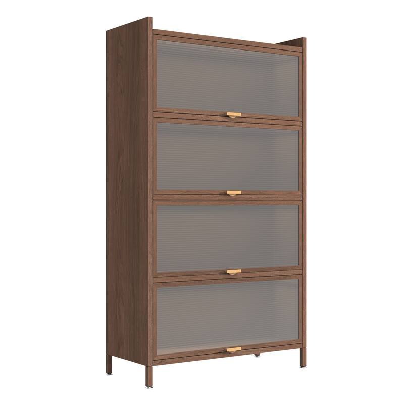 57"Tall Metal 4 Flip Doors Cabinet, with Ample Storage Space for Bedroom, Office, Living Room, Hallway, Entryway
