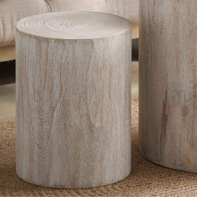 Roomfitters Round Wood Coffee Table Set of 3 with Natural Finish, Nesting Accent & Side Tables, Tree-Stump Design