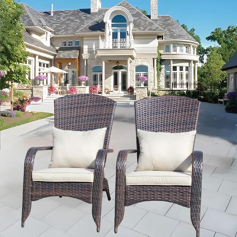 2PCS Patio Chair with Cushions - Brown