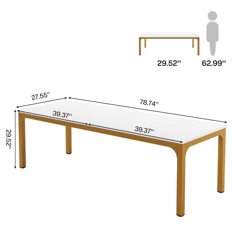 Dining Table for 6-8 Person, 78 inch Long Rectangular Kitchen Dining Table for Living Room